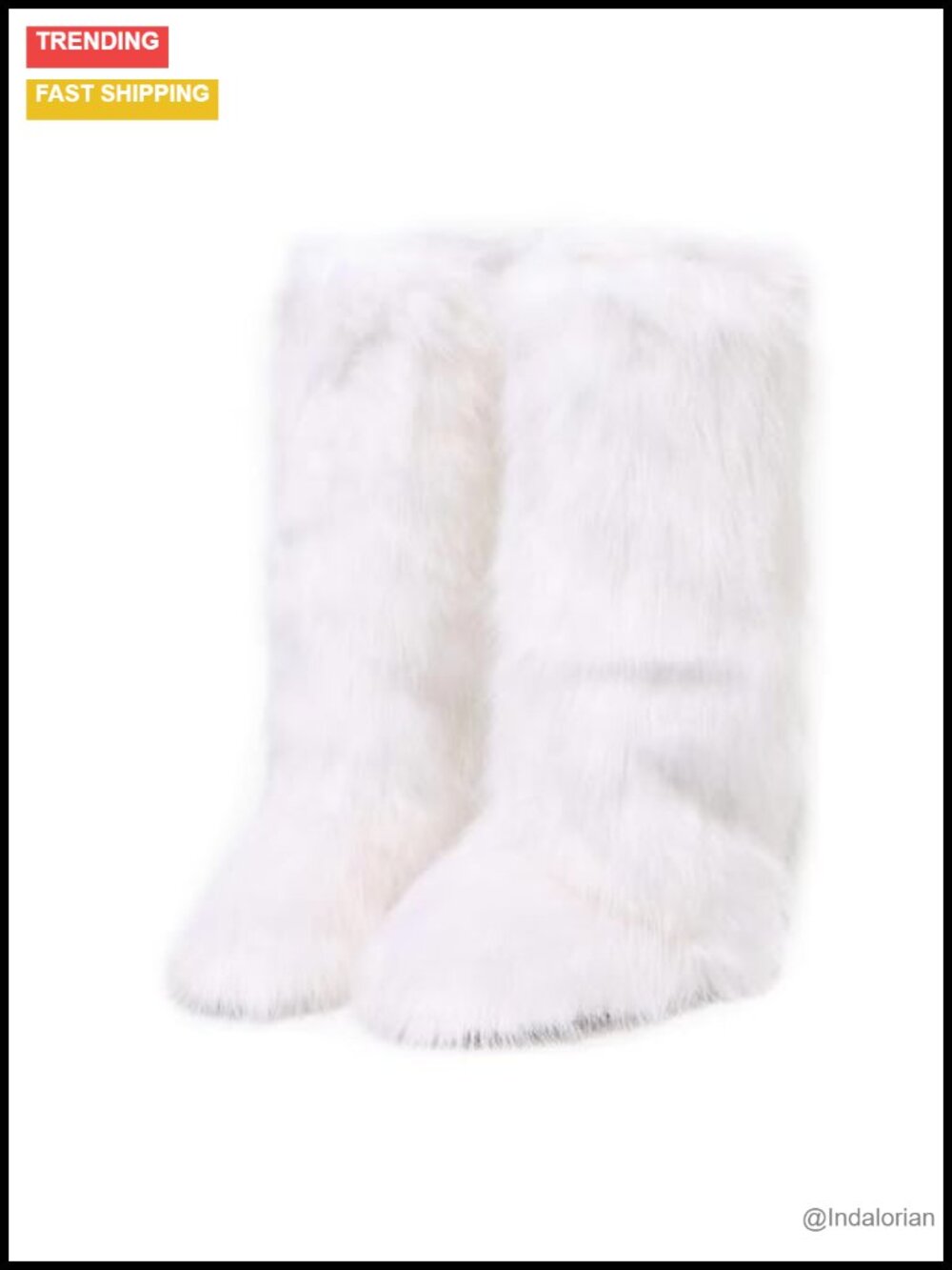 Faux Fur Knee High Snow Boots Round Toe Suede Comfy Warm Flat Winter Shoes